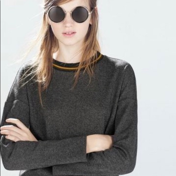 ZARA Dress w/ Yellow & Olive Sporty Ribbed Collar - Picture 3 of 10